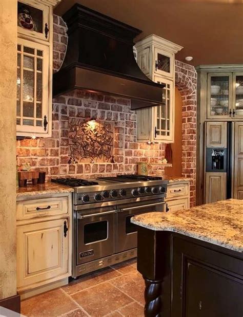 rustic kitchen with distressed cabinets